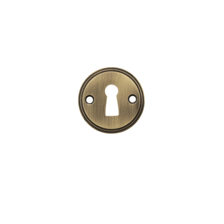 Quality image of Millhouse Brass Solid Brass Open Key Hole Escutcheons - Antique Brass | Sku. mhrkeab | available from Trade Door Handles.