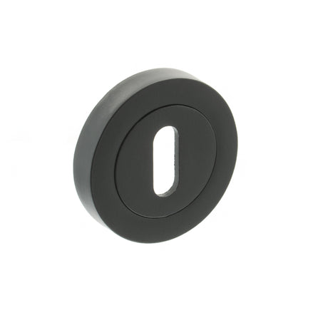 Quality image of Millhouse Brass Key Escutcheons on Round Rose - Matt Black | Sku. mhrkmb | available from Trade Door Handles.