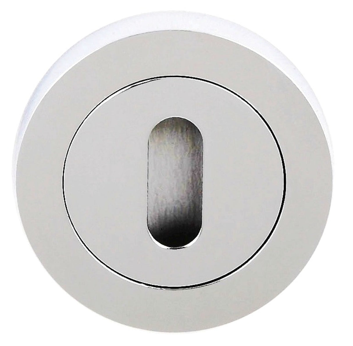Quality image of Millhouse Brass Key Escutcheons on Round Rose - Polished Chrome | Sku. mhrkpc | available from Trade Door Handles.