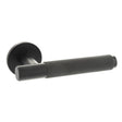 Quality image of Millhouse Brass Crompton Knurled Lever Door Handle on 5mm Slimline Round Rose - Matt Black | Sku. mhsr100mb | available from Trade Door Handles.