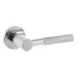 Quality image of Millhouse Brass Mason Knurled Lever Door Handle on 5mm Slimline Round Rose - Polished Chrome | Sku. mhsr500pc | available from Trade Door Handles.
