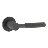 Quality image of Millhouse Brass Mason Knurled Lever Door Handle on 5mm Slimline Round Rose - Urban Dark Bronze | Sku. mhsr500udb | available from Trade Door Handles.