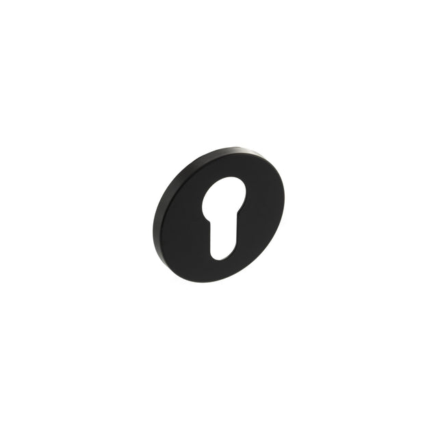Quality image of Millhouse Brass Euro Escutcheons on 5mm Slimline Round Rose - Matt Black | Sku. mhsremb | available from Trade Door Handles.