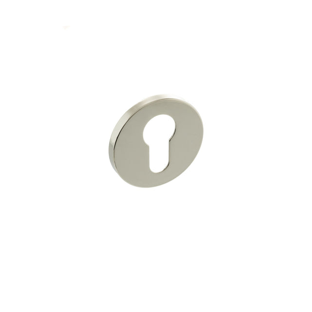 Quality image of Millhouse Brass Euro Escutcheons on 5mm Slimline Round Rose - Polished Nickel | Sku. mhsrepn | available from Trade Door Handles.