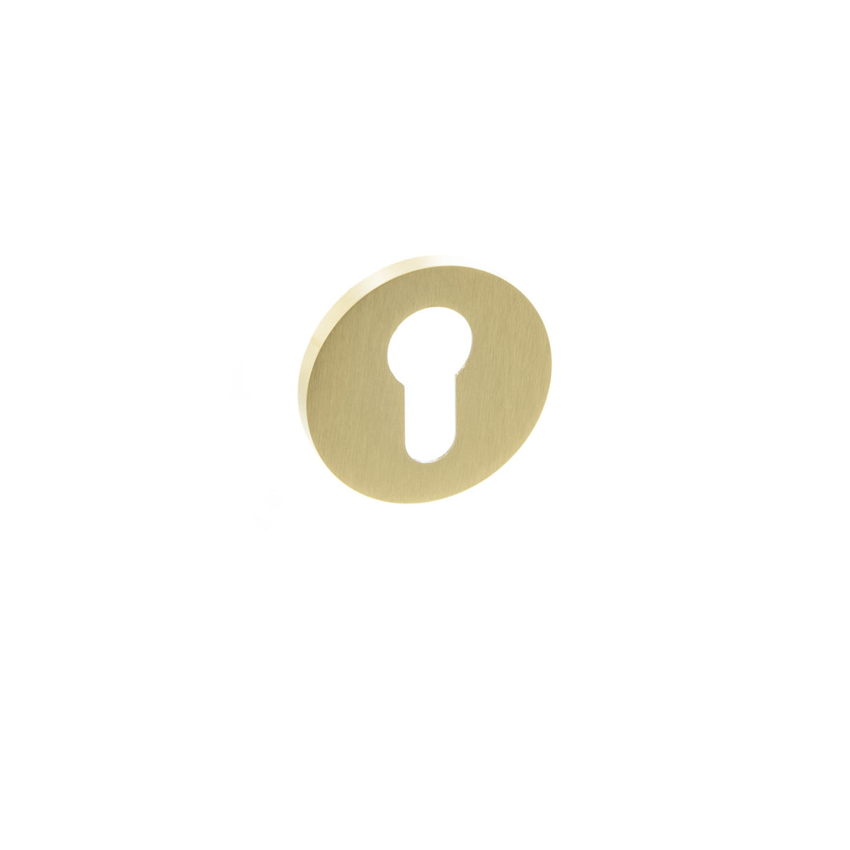 Quality image of Millhouse Brass Euro Escutcheons on 5mm Slimline Round Rose - Satin Brass | Sku. mhsresb | available from Trade Door Handles.
