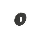 Quality image of Millhouse Brass Key Escutcheons on 5mm Slimline Round Rose - Matt Black | Sku. mhsrkmb | available from Trade Door Handles.