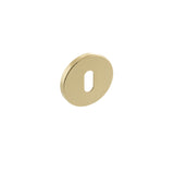 Quality image of Millhouse Brass Key Escutcheons on 5mm Slimline Round Rose - Polished Brass | Sku. mhsrkpb | available from Trade Door Handles.