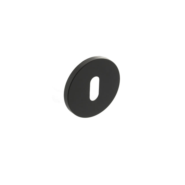 Quality image of Millhouse Brass Key Escutcheons on 5mm Slimline Round Rose - Urban Dark Bronze | Sku. mhsrkudb | available from Trade Door Handles.