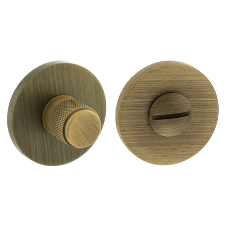 Quality image of Millhouse Brass Knurled WC Turn and Release on 5mm Slimline Round Rose - Yester Bronze | Sku. mhsrkwcyb | available from Trade Door Handles.
