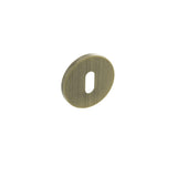 Quality image of Millhouse Brass Key Escutcheons on 5mm Slimline Round Rose - Yester Bronze | Sku. mhsrkyb | available from Trade Door Handles.