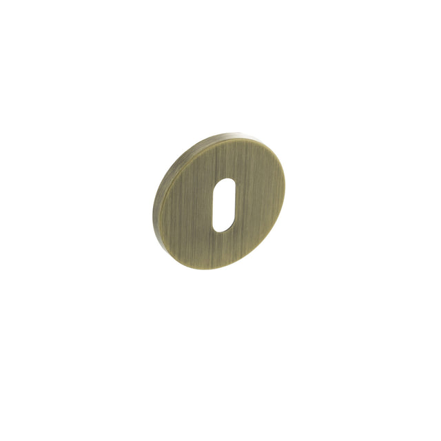 Quality image of Millhouse Brass Key Escutcheons on 5mm Slimline Round Rose - Yester Bronze | Sku. mhsrkyb | available from Trade Door Handles.