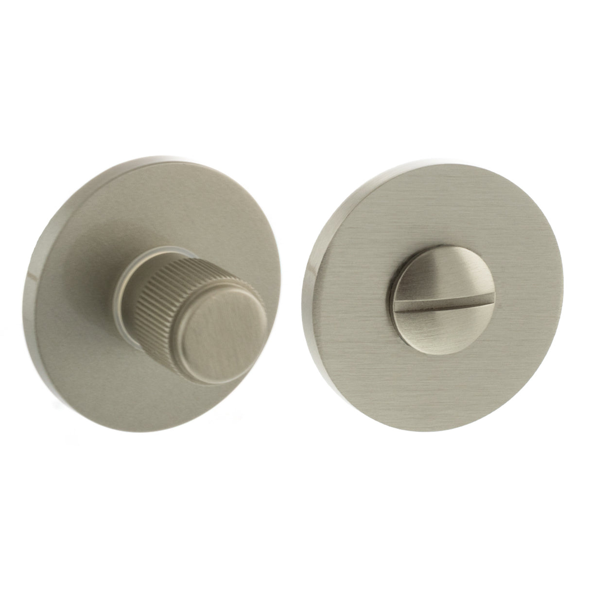 Quality image of Millhouse Brass Linear WC Turn and Release on 5mm Slimline Round Rose - Satin Nickel | Sku. mhsrlwcsn | available from Trade Door Handles.