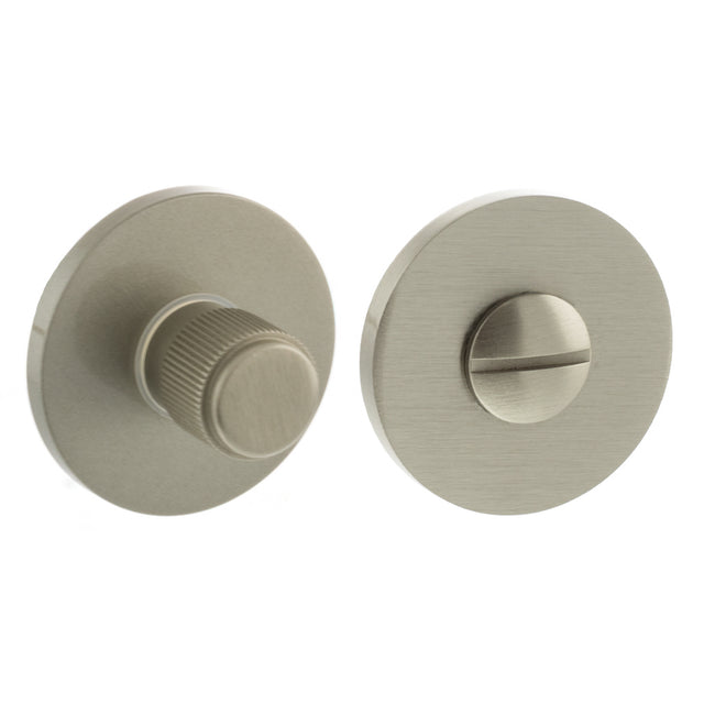 Quality image of Millhouse Brass Linear WC Turn and Release on 5mm Slimline Round Rose - Satin Nickel | Sku. mhsrlwcsn | available from Trade Door Handles.