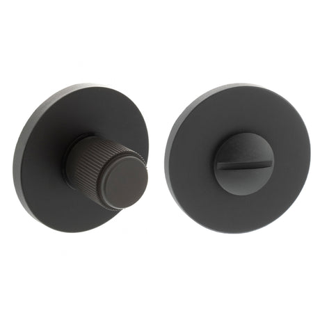 Quality image of Millhouse Brass Linear WC Turn and Release on 5mm Slimline Round Rose - Urban Dark Bronze | Sku. mhsrlwcudb | available from Trade Door Handles.