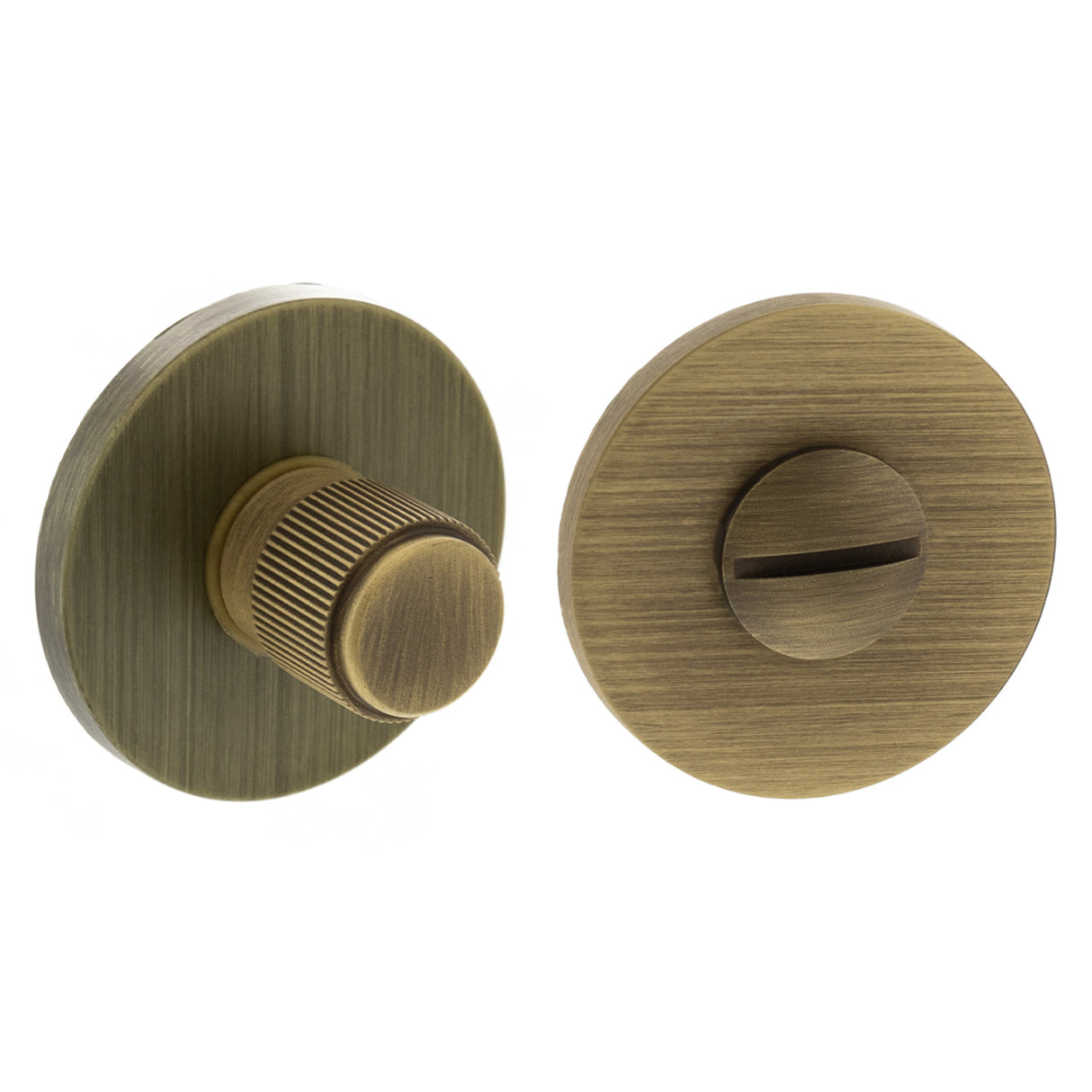 Quality image of Millhouse Brass Linear WC Turn and Release on 5mm Slimline Round Rose - Yester Bronze | Sku. mhsrlwcyb | available from Trade Door Handles.