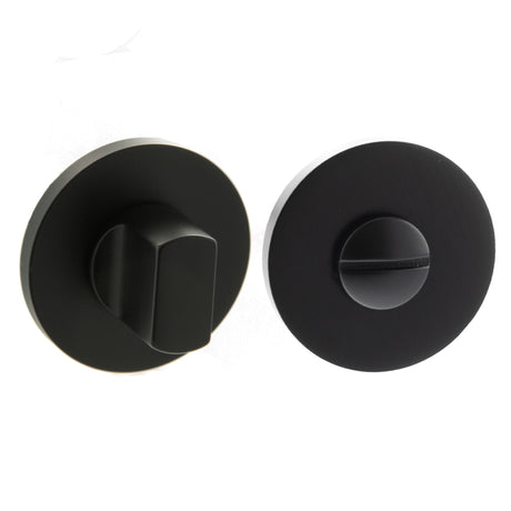 Quality image of Millhouse Brass WC Turn and Release on 5mm Slimline Round Rose - Matt Black | Sku. mhsrwcmb | available from Trade Door Handles.