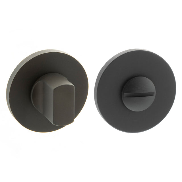 Quality image of Millhouse Brass WC Turn and Release on 5mm Slimline Round Rose - Urban Dark Bronze | Sku. mhsrwcudb | available from Trade Door Handles.