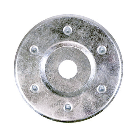 This is an image of Timco - Large Metal Insulation Discs - Galvanised 85mm - (50 PCS Box) MID80
