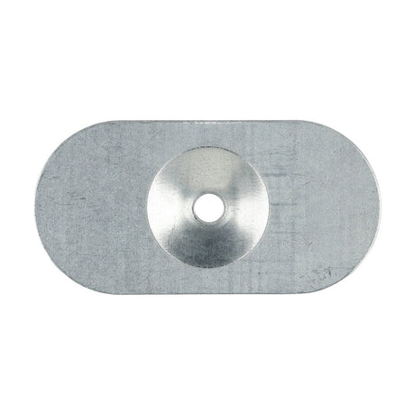 This is an image of Timco - Metal Oval Stress Plate - Galvanised 82 x 40mm - (50 PCS Box) MID8240