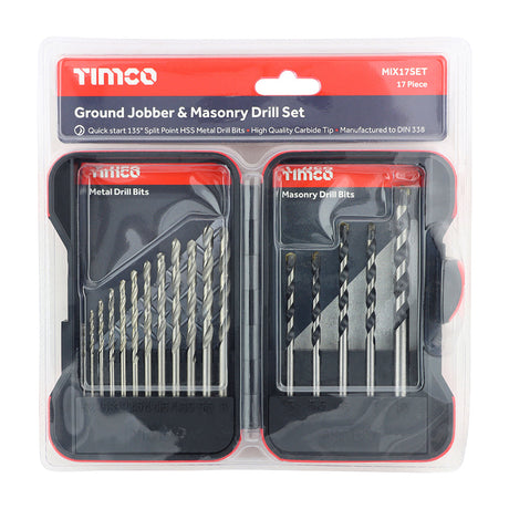 This is an image of Timco - Ground Jobber & Masonry Drill Set 17pcs (17 Pieces Case) MIX17SET