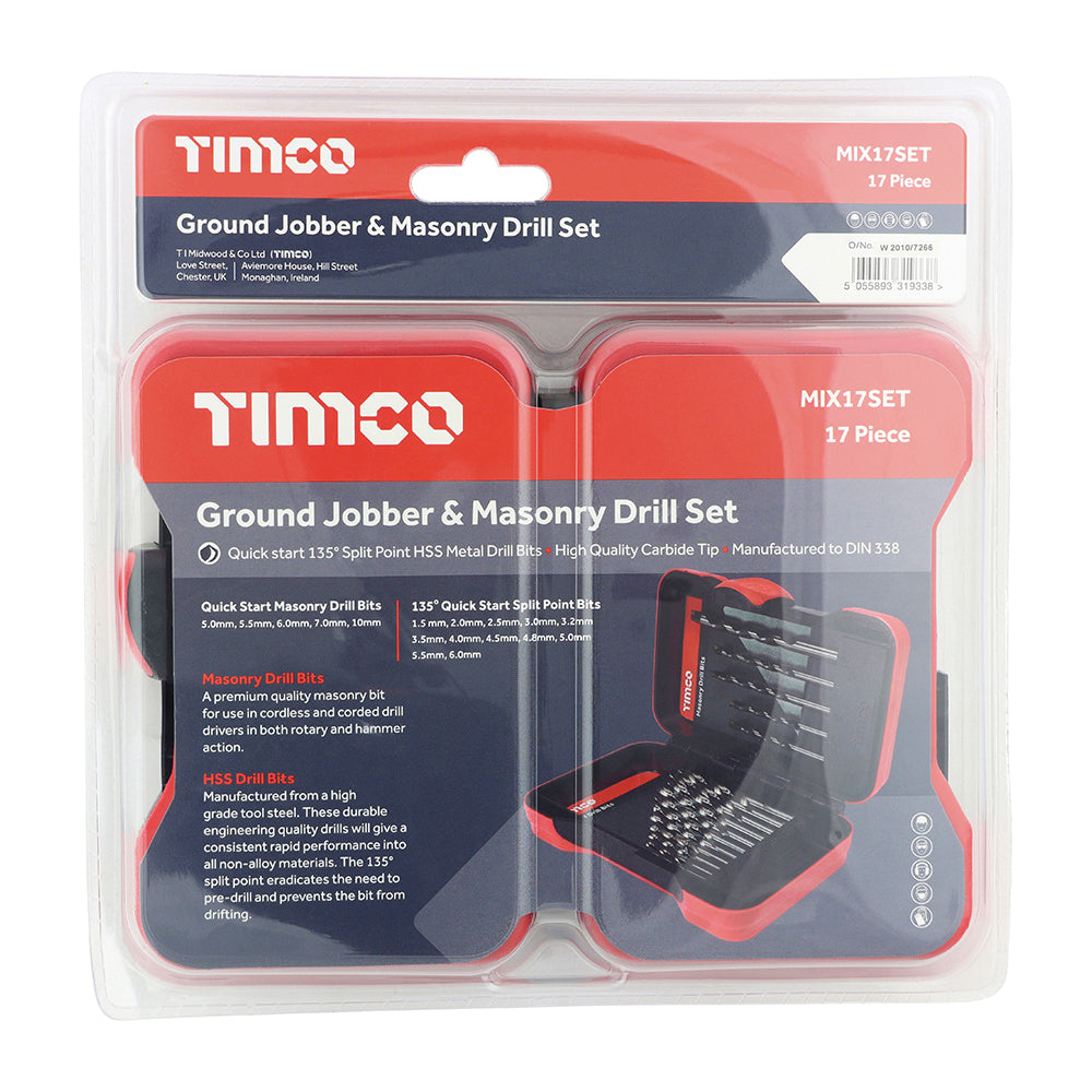 This is an image of Timco - Ground Jobber & Masonry Drill Set 17pcs (17 Pieces Case) MIX17SET