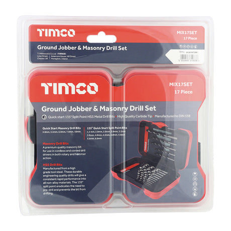 This is an image of Timco - Ground Jobber & Masonry Drill Set 17pcs (17 Pieces Case) MIX17SET