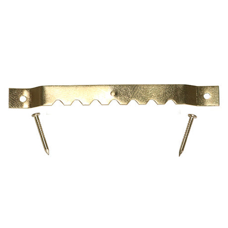 This is an image of Timco - Mixed Sawtooth Hangers and Nails - Electro Brass 41mm & 63mm (15 Pieces TIMpac) MIXSTOOTHP