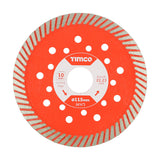 This is an image of Timco - Premium Diamond Blade - Turbo Continuous 115 x 22.2 (1 Each Box) MM115222