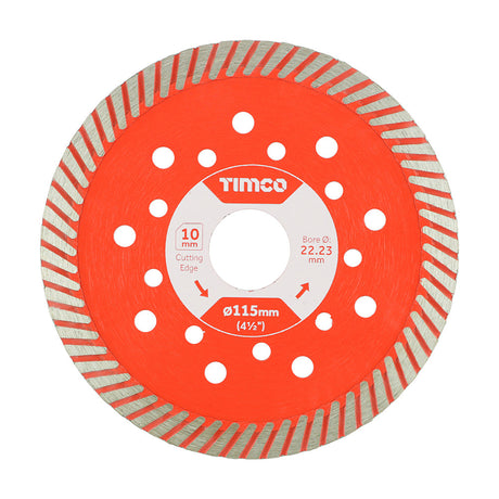 This is an image of Timco - Premium Diamond Blade - Turbo Continuous 115 x 22.2 (1 Each Box) MM115222