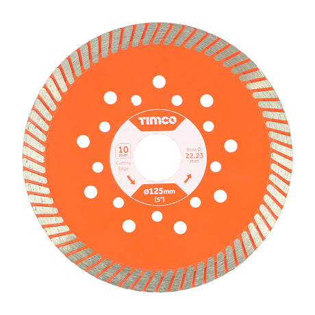 This is an image of Timco - Premium Diamond Blade - Turbo Continuous 125 x 22.2 (1 Each Box) MM125222