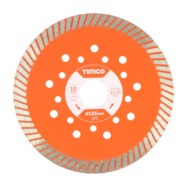 This is an image of Timco - Premium Diamond Blade - Turbo Continuous 125 x 22.2 (1 Each Box) MM125222