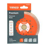 This is an image of Timco - Premium Diamond Blade - Turbo Continuous 125 x 22.2 (1 Each Box) MM125222