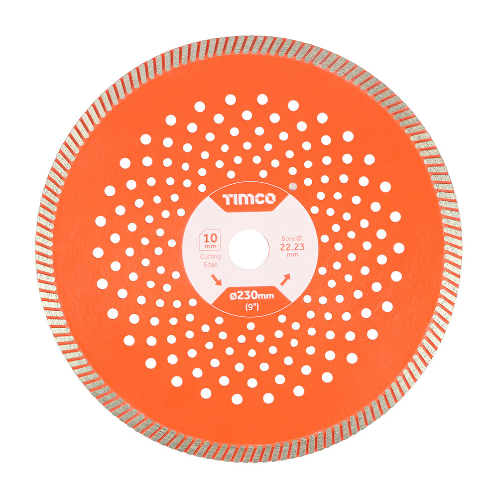 This is an image of Timco - Premium Diamond Blade - Turbo Continuous 230 x 22.2 (1 Each Box) MM230222