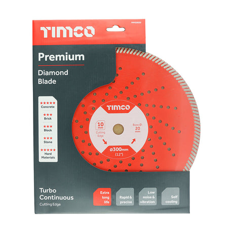 This is an image of Timco - Premium Diamond Blade - Turbo Continuous 300 x 20 (1 Each Box) MM30020