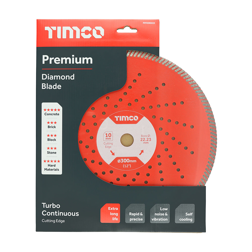 This is an image of Timco - Premium Diamond Blade - Turbo Continuous 300 x 22.2 (1 Each Box) MM300222