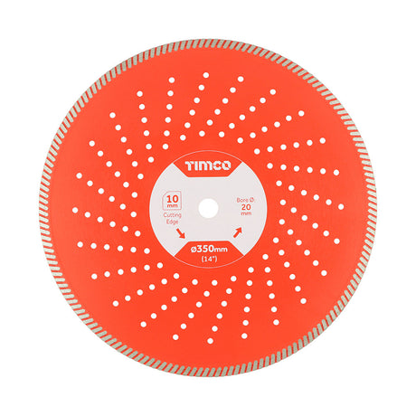 This is an image of Timco - Premium Diamond Blade - Turbo Continuous 350 x 20 (1 Each Box) MM35020