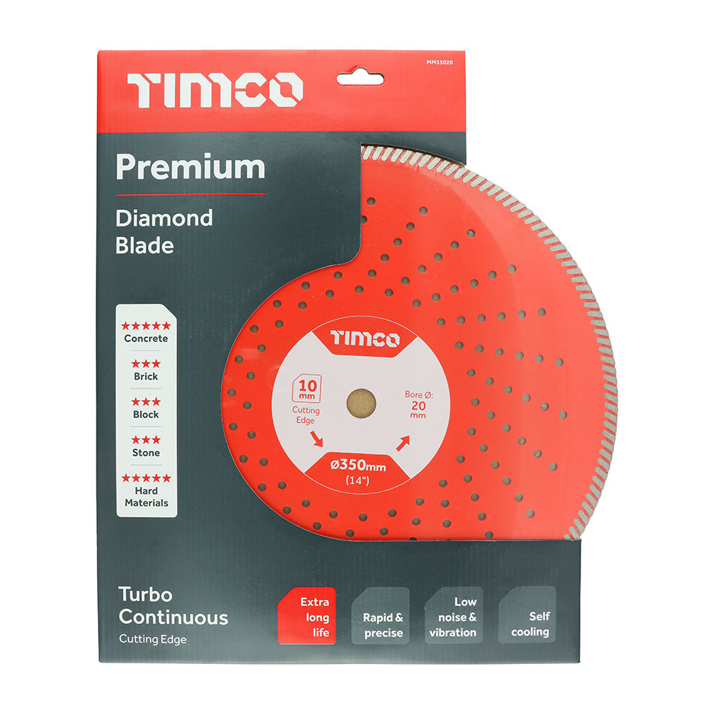 This is an image of Timco - Premium Diamond Blade - Turbo Continuous 350 x 20 (1 Each Box) MM35020