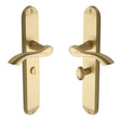 High quality image of the Heritage Brass Door Handle for Bathroom Algarve Long Design Satin Brass Finish | Sku. mm7230-sb | Discounted prices available from Trade Door Handles