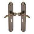 High quality image of the Heritage Brass Door Handle Lever Lock Verona Long Design Antique Brass Finish
 | Sku. mm824-at | Discounted prices available from Trade Door Handles
