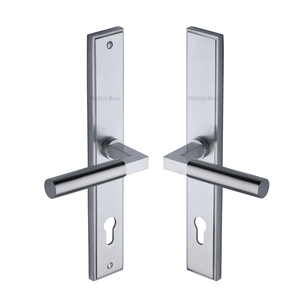High quality image of Heritage Brass - Multi-Point Door Handle Lever Lock Bauhaus RH Design Satin Chrom | Sku. mp2259-rh-sc | Trade Door Handles, Kendal.