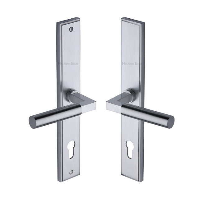 High quality image of Heritage Brass - Multi-Point Door Handle Lever Lock Bauhaus RH Design Satin Chrom | Sku. mp2259-rh-sc | Trade Door Handles, Kendal.