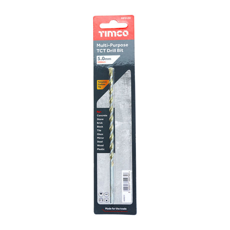 This is an image of Timco - TCT Multi-Purpose Drill Bit 5.0 x 150 (1 Each Blister Pack) MP5150