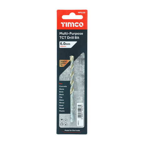 This is an image of Timco - TCT Multi-Purpose Drill Bit 6.0 x 100 (1 Each Blister Pack) MP6100