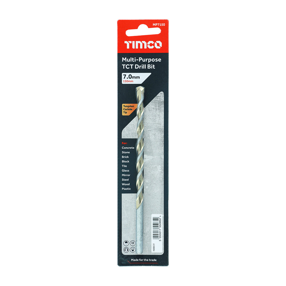 This is an image of Timco - TCT Multi-Purpose Drill Bit 7.0 x 150 (1 Each Blister Pack) MP7150