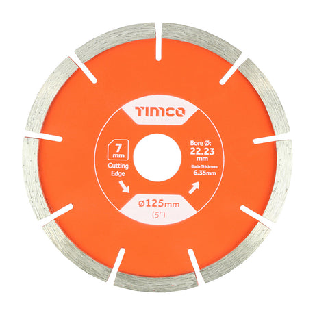 This is an image of Timco - Mortar Raking Diamond Blade - Segmented 125 x 22.2 (1 Each Box) MRE125