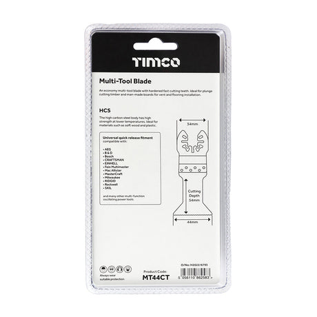 This is an image of Timco - Multi-Tool Blades - Straight Coarse - For Wood 44mm (1 Each Blister Pack) MT44CT