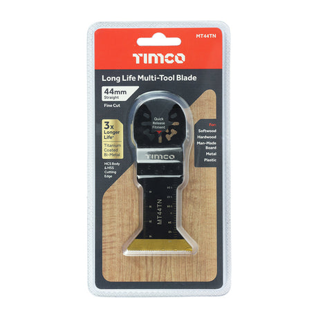 This is an image of Timco - Long Life Multi-Tool Blade - Straight - For Wood/Metal 44mm (1 Each Blister Pack) MT44TN