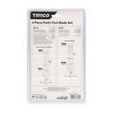 This is an image of Timco - Multi-Tool Blade Sets - 4 Piece Set Mixed (1 Each Blister Pack) MT4PSET