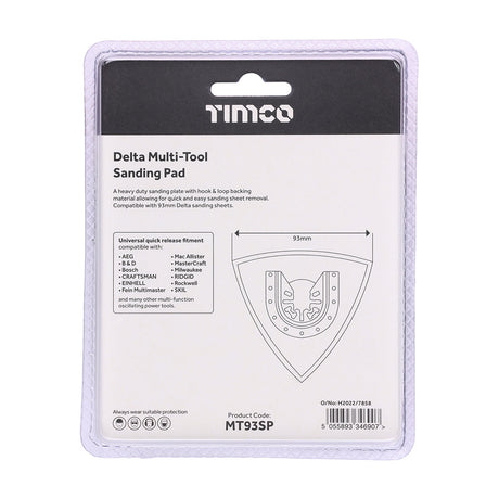 This is an image of Timco - Multi-Tool Delta Sanding Pad 93mm (1 Each Blister Pack) MT93SP