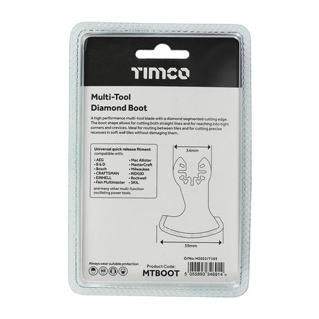 This is an image of Timco - Multi-Tool Boot Blade - Diamond Boot 59mm (1 Each Blister Pack) MTBOOT